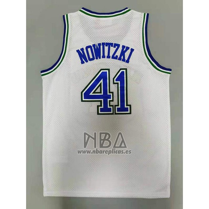 Camiseta Dallas Mavericks Dirk Nowitzki NO 41 Mitchell & Ness 1998-99 Blanco